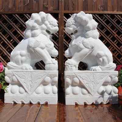 厂家直销汉白玉石雕狮子 镇宅工艺品神兽 动物石雕