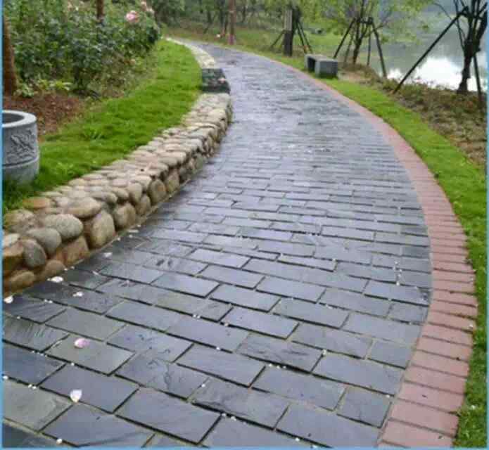 青石板、人工走道