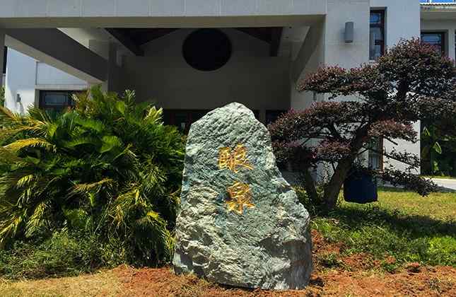 草坪竖式九龙玉刻字石