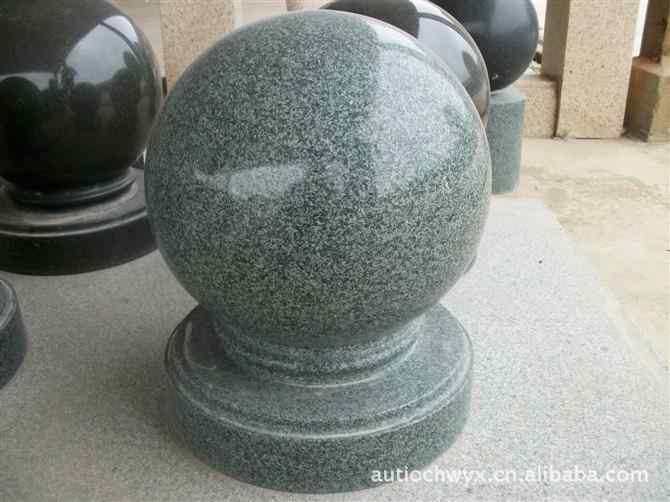 「天然大理石」我公司供应园林石柱 优质美观,路障石球批发价/大理石圆球/花岗岩挡车球