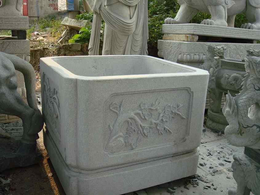 厂家直销石雕仿古花钵 园林花盆 石雕雕刻