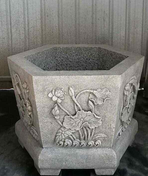 花盆园林景观户外石雕花钵庭院水池养鱼 别墅