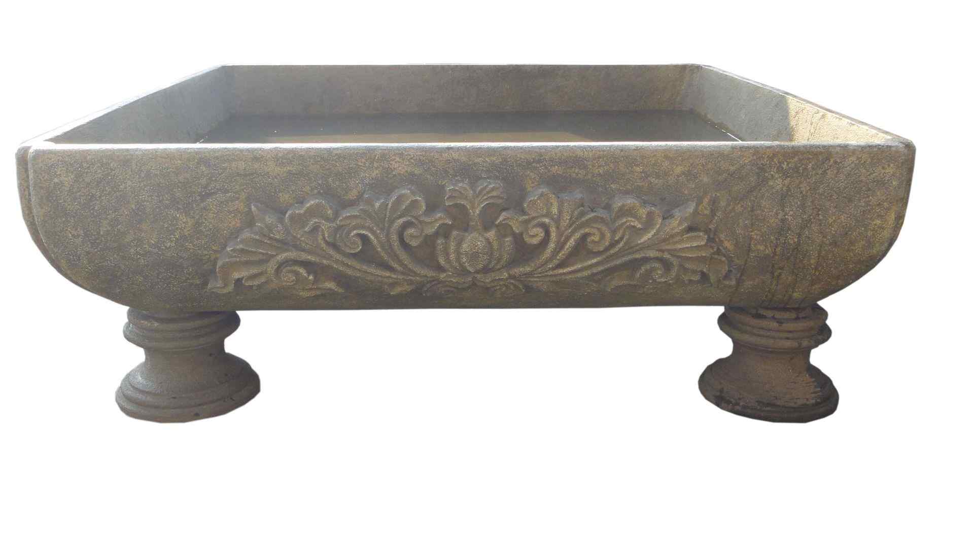 供应仿古做旧石雕鱼缸花盆批发荷花花盆鲤鱼圆形石缸仿石头花盆