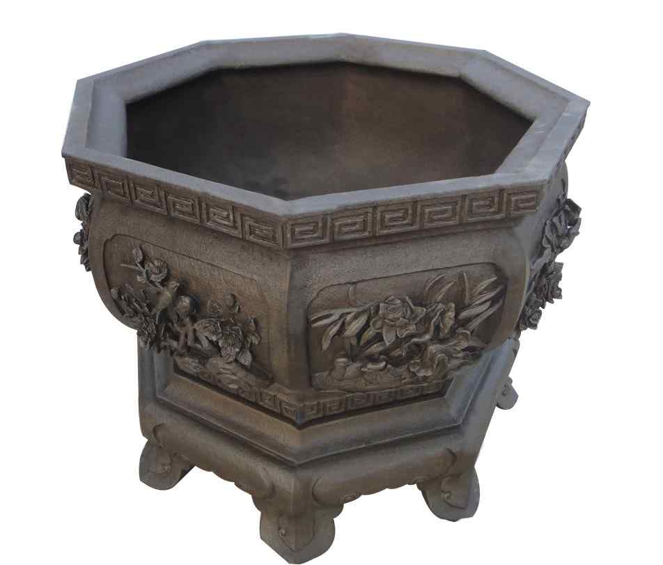 定制花岗岩石雕青石仿古石雕鱼缸荷花缸花盆园林家居现货手工雕刻