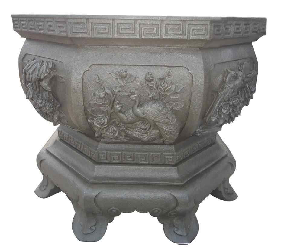 定制花岗岩石雕青石仿古石雕鱼缸荷花缸花盆园林家居现货手工雕刻