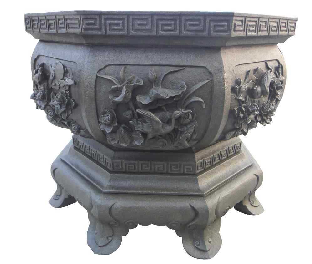 定制花岗岩石雕青石仿古石雕鱼缸荷花缸花盆园林家居现货手工雕刻