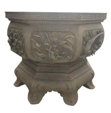 泉州惠安厂家订做石雕花盆 园林别墅仿古花钵 花盆园林景观户外石雕花钵庭院水池养鱼 别墅