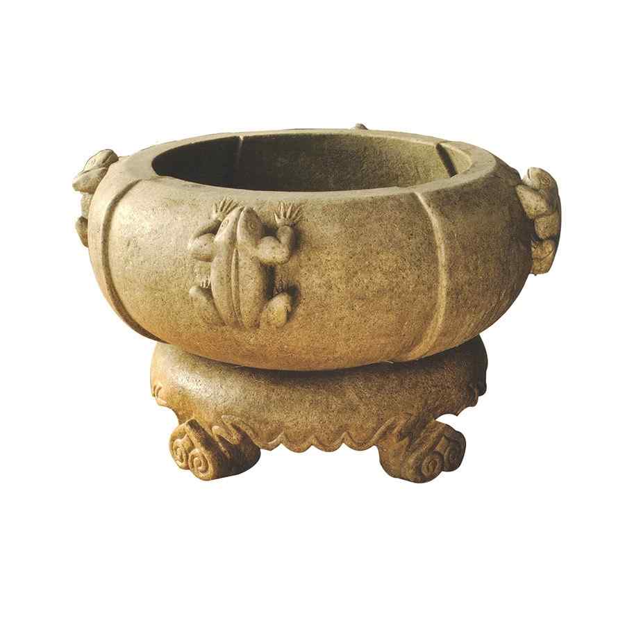 惠安厂家批发定制花岗岩花钵雕刻 黄锈石花钵佛教礼品雕刻工艺品