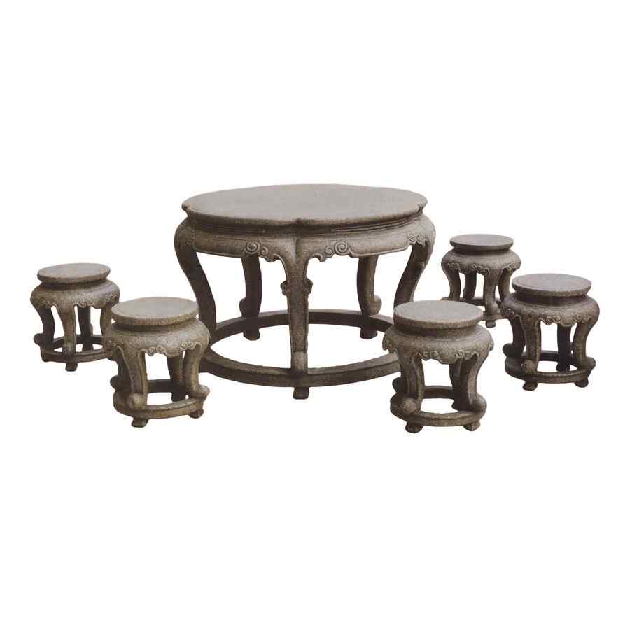 厂家直销定做青石圆桌雕花仿古做旧石桌石凳庭院户外家用石雕桌椅