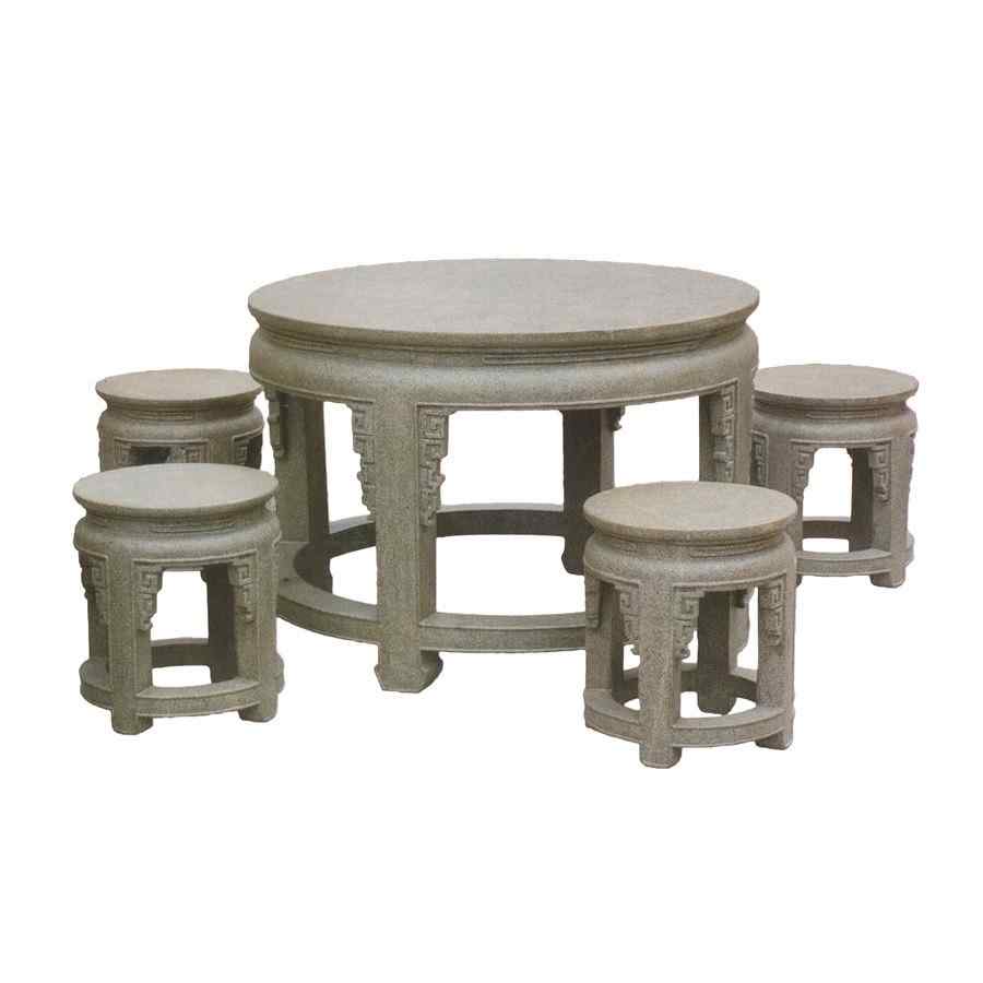 厂家直销定做青石圆桌雕花仿古做旧石桌石凳庭院户外家用石雕桌椅