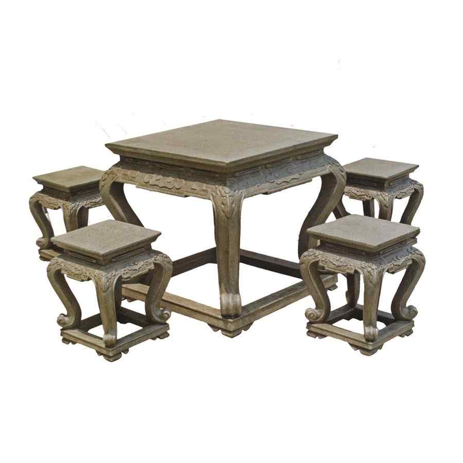 厂家直销定做青石圆桌雕花仿古做旧石桌石凳庭院户外家用石雕桌椅